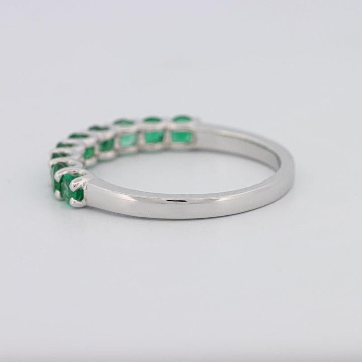 Green Emerald Half Eternity Band - ZIZOV DIAMONDS