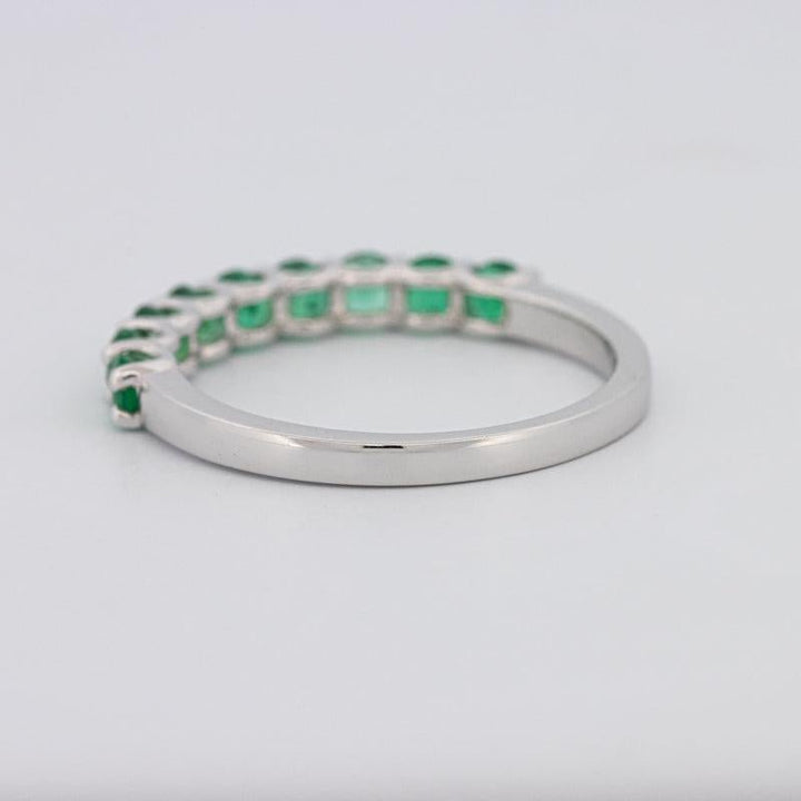 Green Emerald Half Eternity Band - ZIZOV DIAMONDS