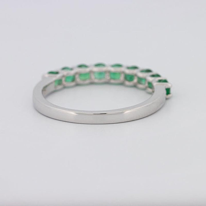 Green Emerald Half Eternity Band - ZIZOV DIAMONDS