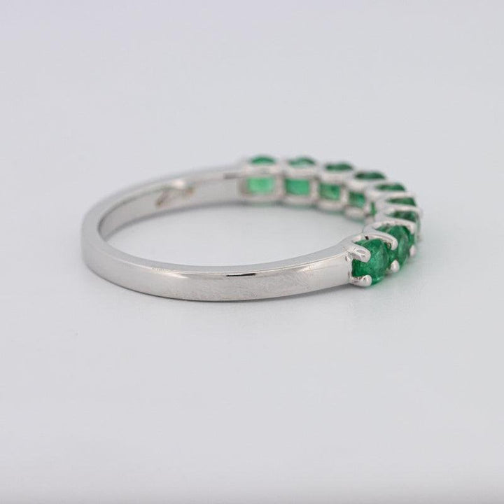 Green Emerald Half Eternity Band - ZIZOV DIAMONDS