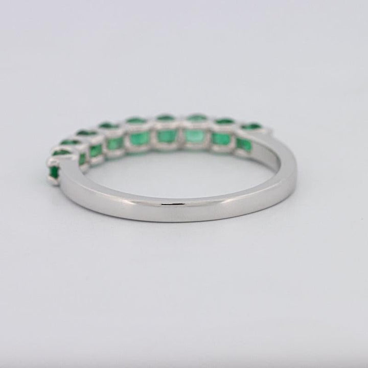 Green Emerald Half Eternity Band - ZIZOV DIAMONDS
