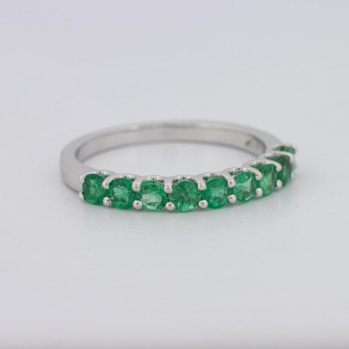 Green Emerald Half Eternity Band - ZIZOV DIAMONDS