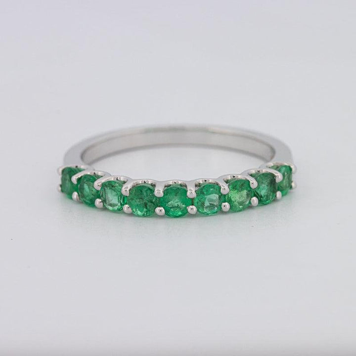 Green Emerald Half Eternity Band - ZIZOV DIAMONDS