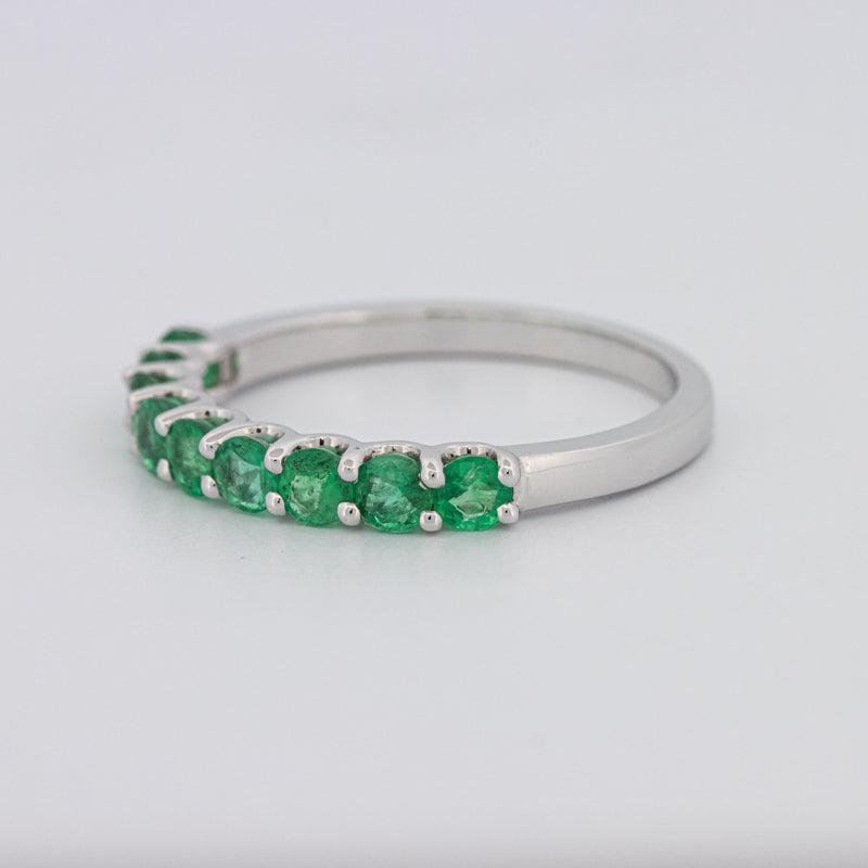 Green Emerald Half Eternity Band - ZIZOV DIAMONDS