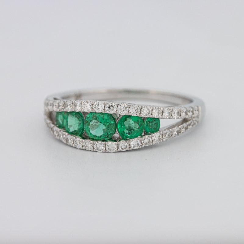 Green Emerald Split Band - ZIZOV DIAMONDS