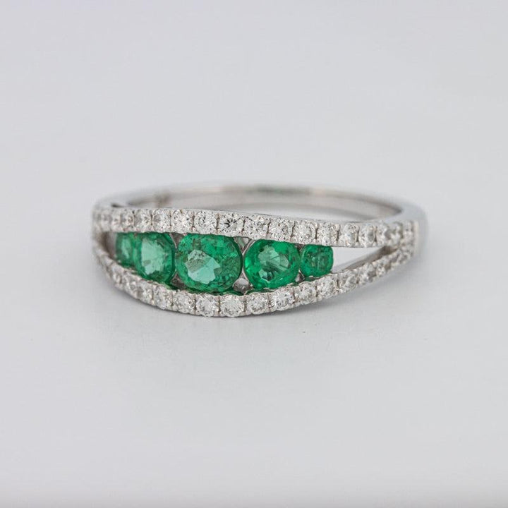 Green Emerald Split Band - ZIZOV DIAMONDS