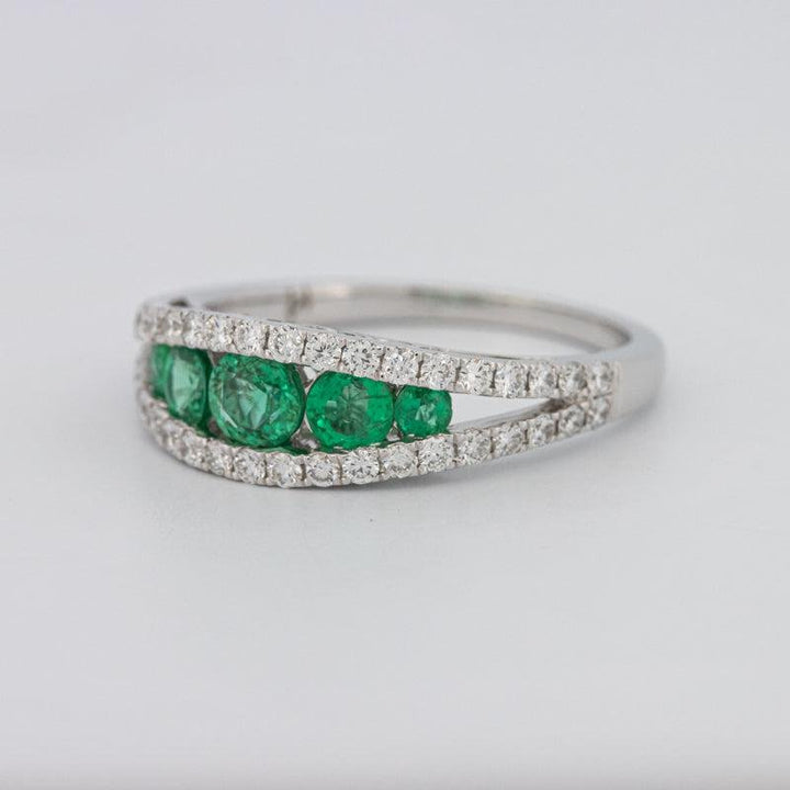 Green Emerald Split Band - ZIZOV DIAMONDS