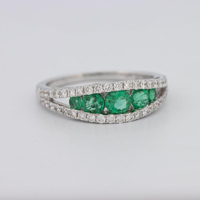 Green Emerald Split Band - ZIZOV DIAMONDS