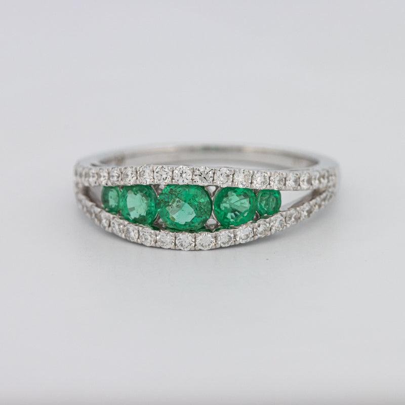 Green Emerald Split Band - ZIZOV DIAMONDS