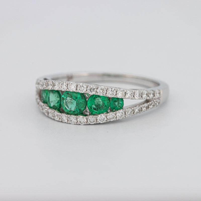Green Emerald Split Band - ZIZOV DIAMONDS