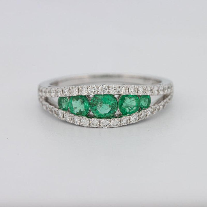 Green Emerald Split Band - ZIZOV DIAMONDS