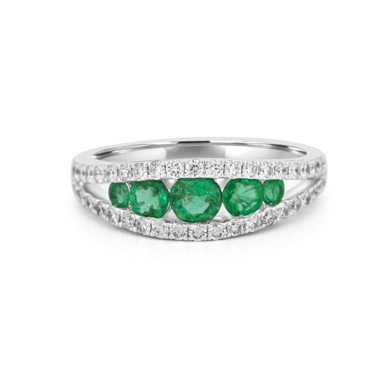 Green Emerald Split Band - ZIZOV DIAMONDS