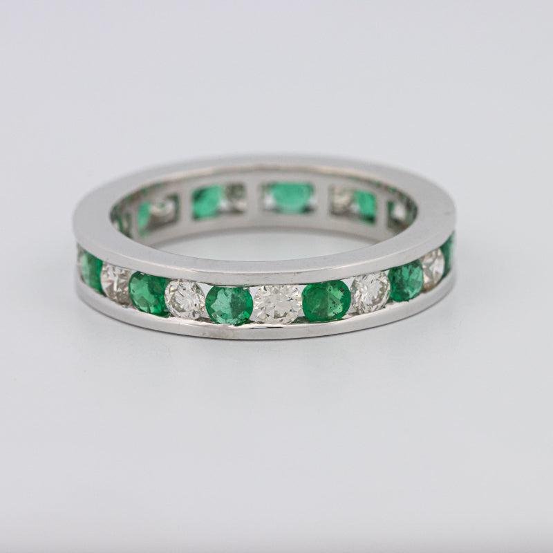 Green Emerald/Diamond Eternity Band - ZIZOV DIAMONDS