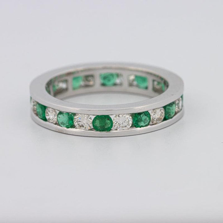 Green Emerald/Diamond Eternity Band - ZIZOV DIAMONDS