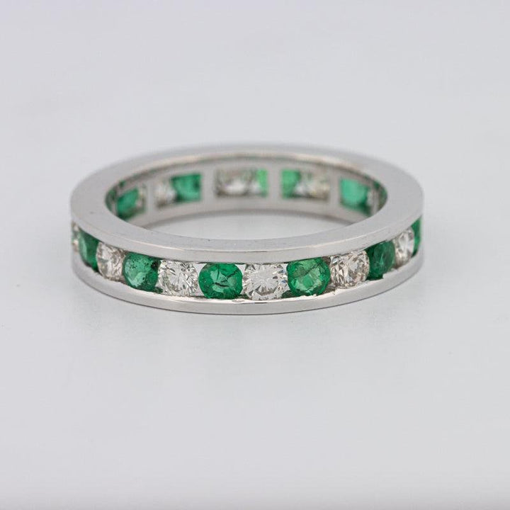 Green Emerald/Diamond Eternity Band - ZIZOV DIAMONDS