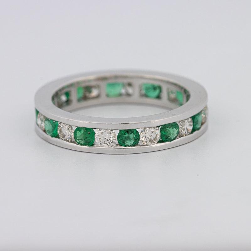 Green Emerald/Diamond Eternity Band - ZIZOV DIAMONDS
