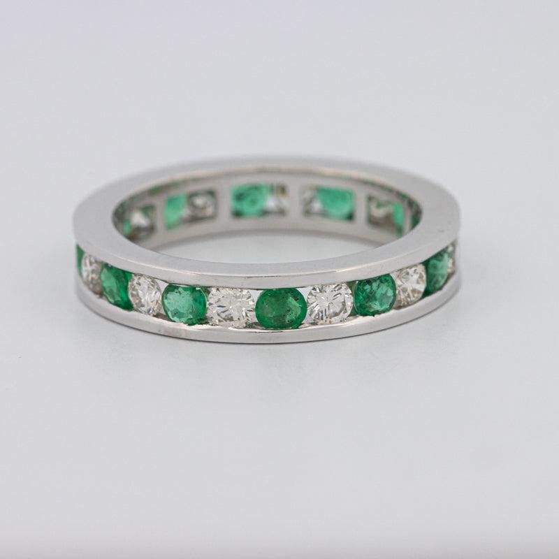 Green Emerald/Diamond Eternity Band - ZIZOV DIAMONDS
