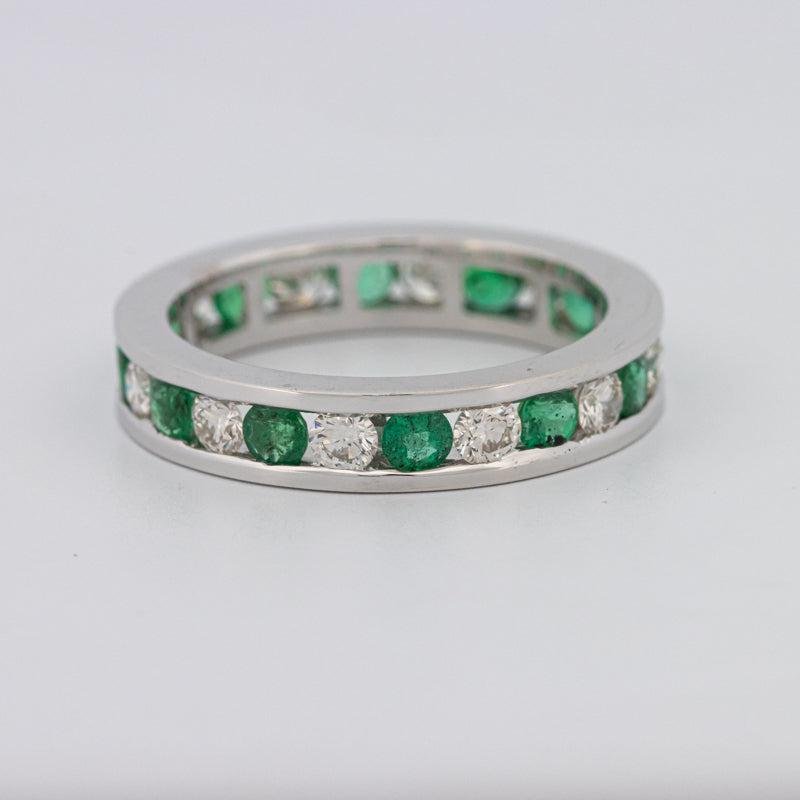 Green Emerald/Diamond Eternity Band - ZIZOV DIAMONDS