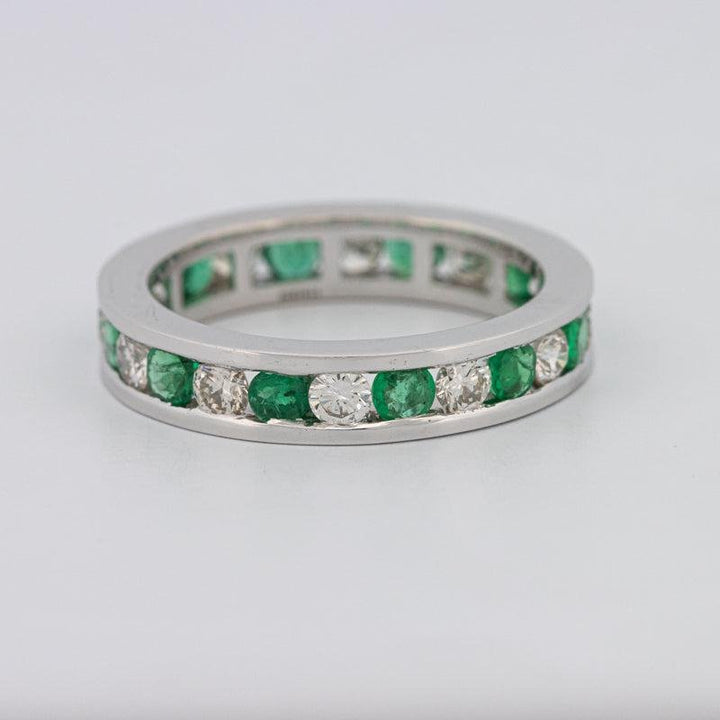 Green Emerald/Diamond Eternity Band - ZIZOV DIAMONDS