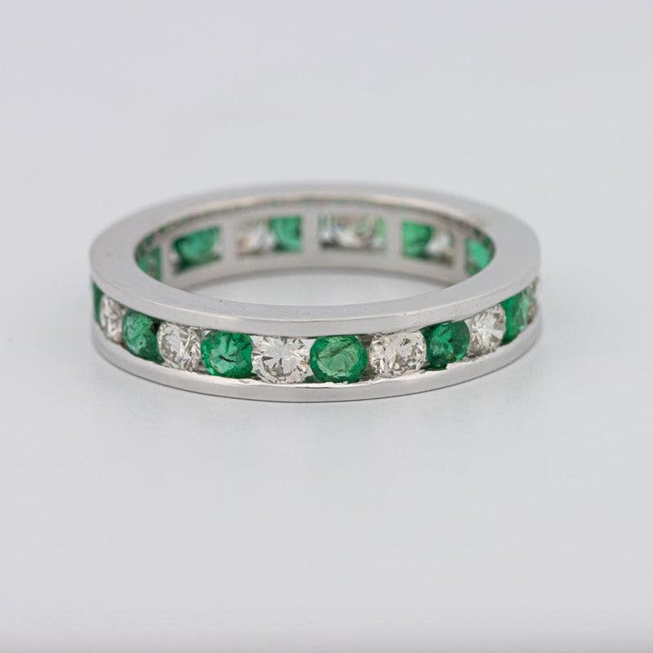 Green Emerald/Diamond Eternity Band - ZIZOV DIAMONDS