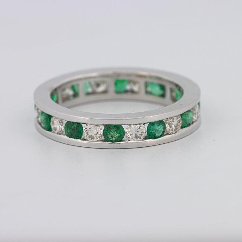 Green Emerald/Diamond Eternity Band - ZIZOV DIAMONDS