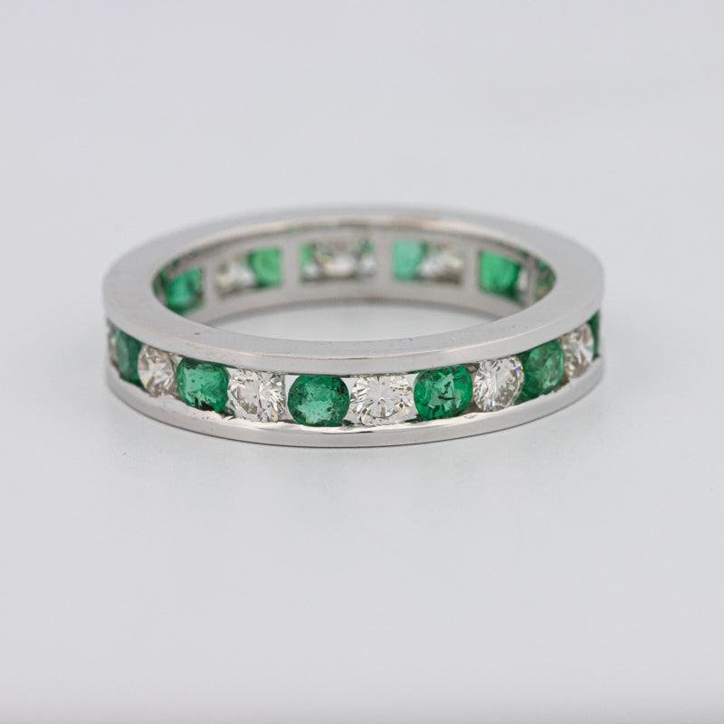 Green Emerald/Diamond Eternity Band - ZIZOV DIAMONDS