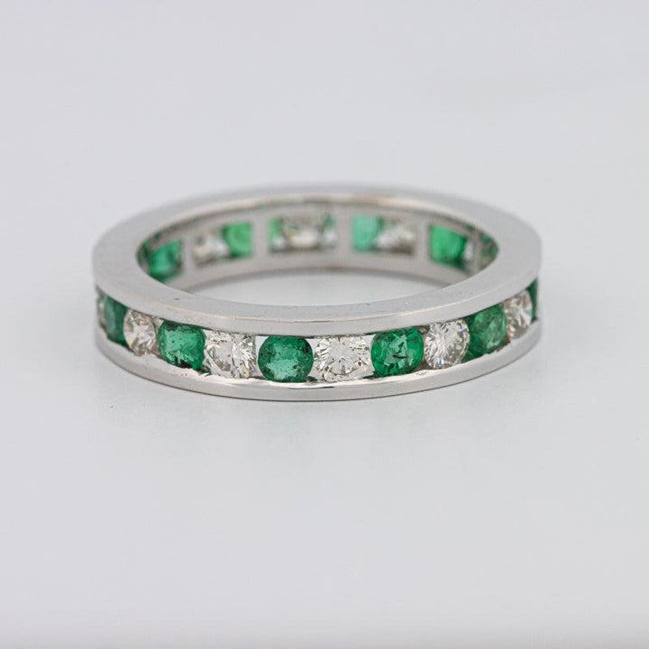 Green Emerald/Diamond Eternity Band - ZIZOV DIAMONDS
