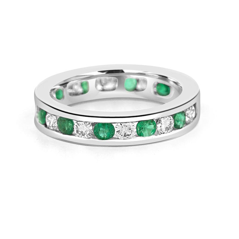 Green Emerald/Diamond Eternity Band - ZIZOV DIAMONDS