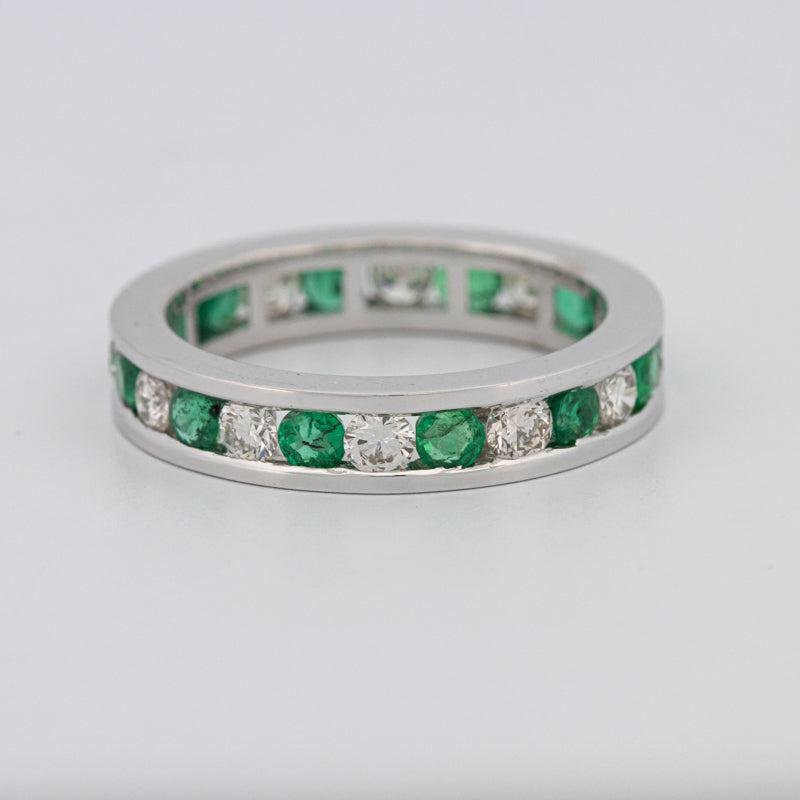 Green Emerald/Diamond Eternity Band - ZIZOV DIAMONDS
