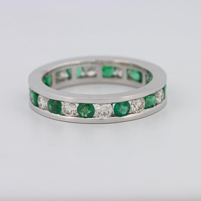 Green Emerald/Diamond Eternity Band - ZIZOV DIAMONDS