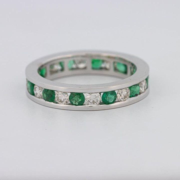 Green Emerald/Diamond Eternity Band - ZIZOV DIAMONDS