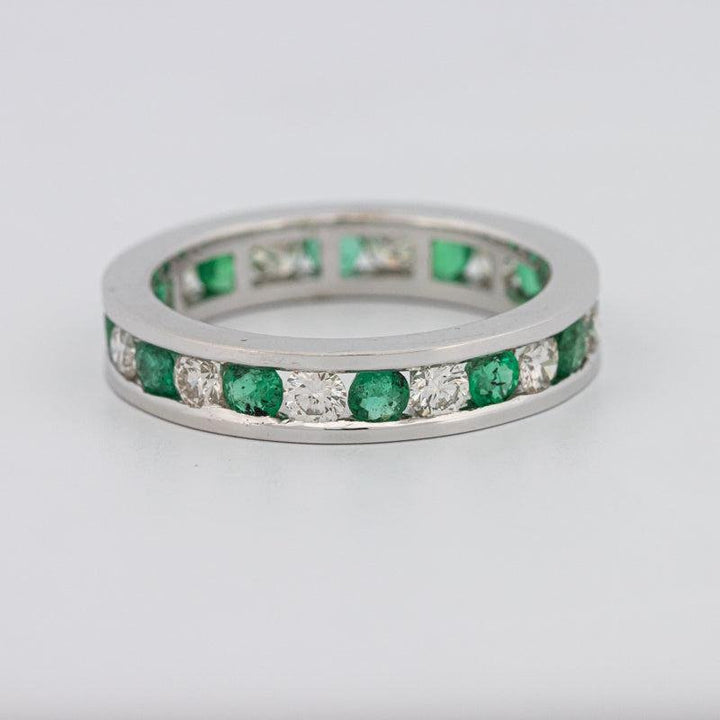 Green Emerald/Diamond Eternity Band - ZIZOV DIAMONDS