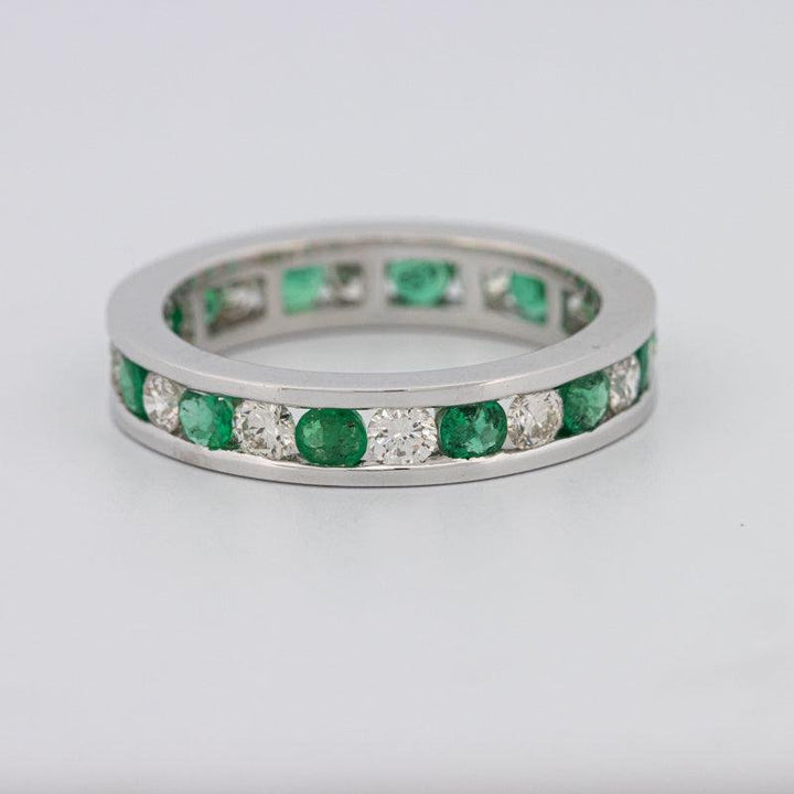 Green Emerald/Diamond Eternity Band - ZIZOV DIAMONDS
