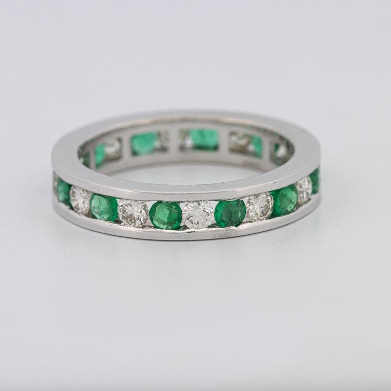Green Emerald/Diamond Eternity Band - ZIZOV DIAMONDS