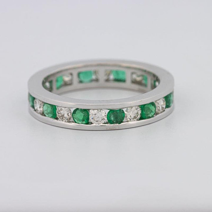 Green Emerald/Diamond Eternity Band - ZIZOV DIAMONDS