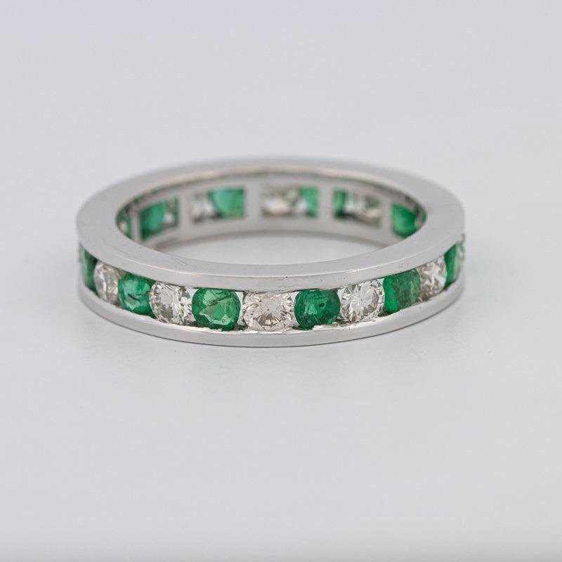 Green Emerald/Diamond Eternity Band - ZIZOV DIAMONDS