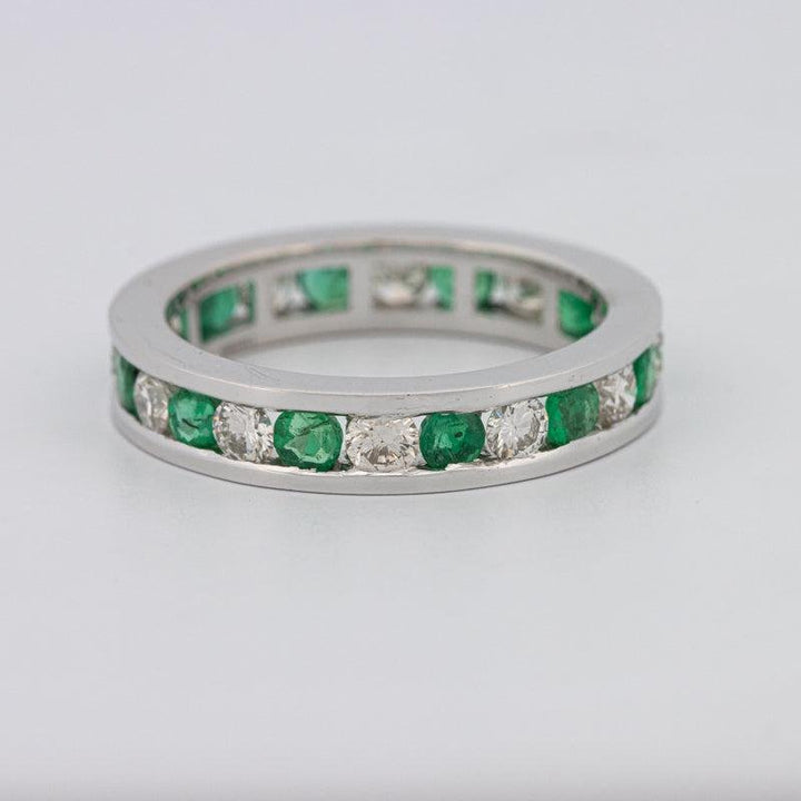 Green Emerald/Diamond Eternity Band - ZIZOV DIAMONDS