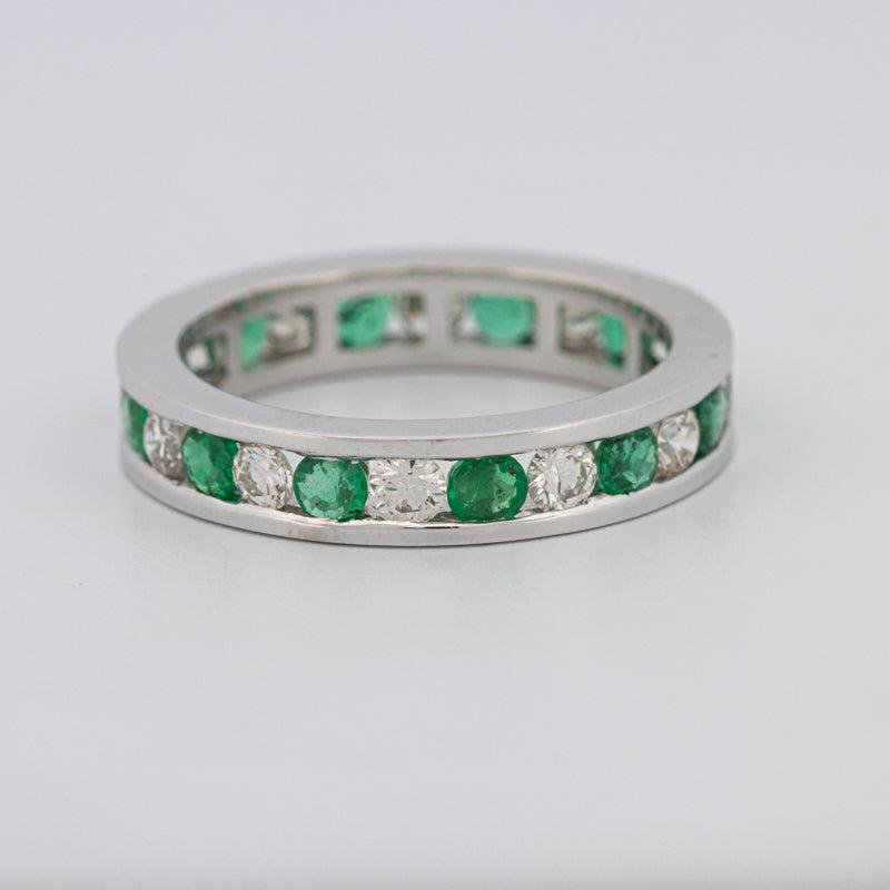Green Emerald/Diamond Eternity Band - ZIZOV DIAMONDS