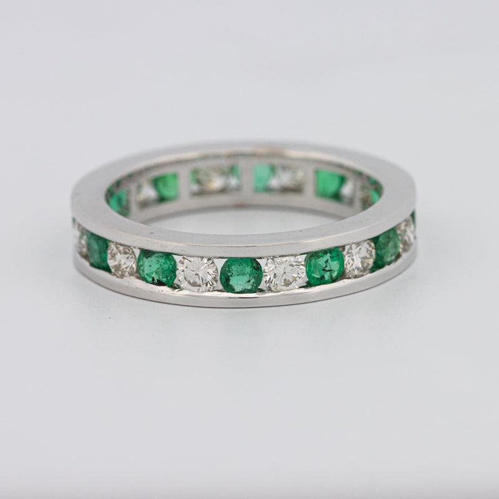 Green Emerald/Diamond Eternity Band - ZIZOV DIAMONDS