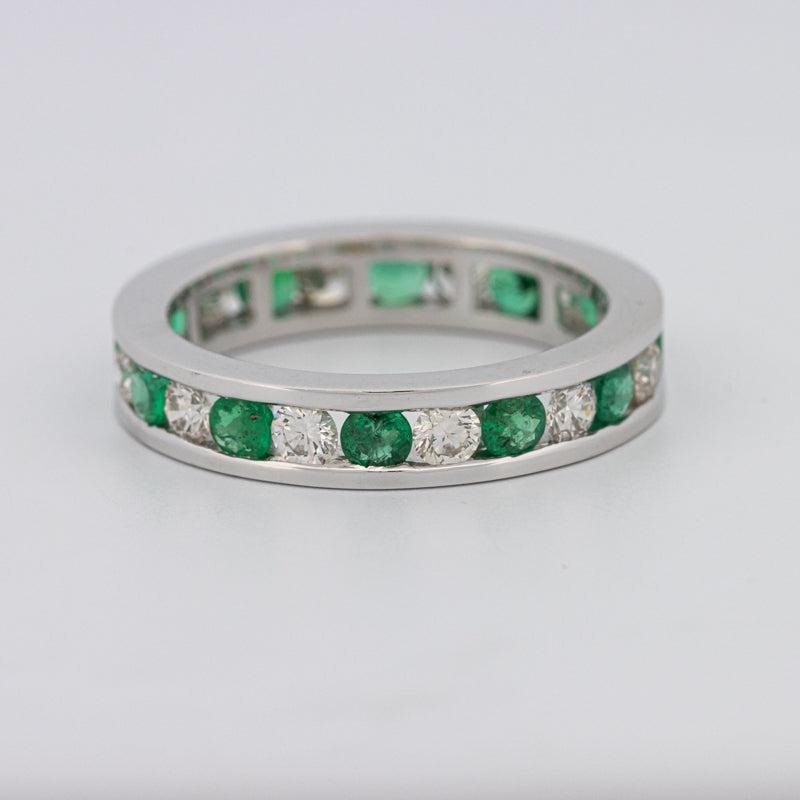 Green Emerald/Diamond Eternity Band - ZIZOV DIAMONDS