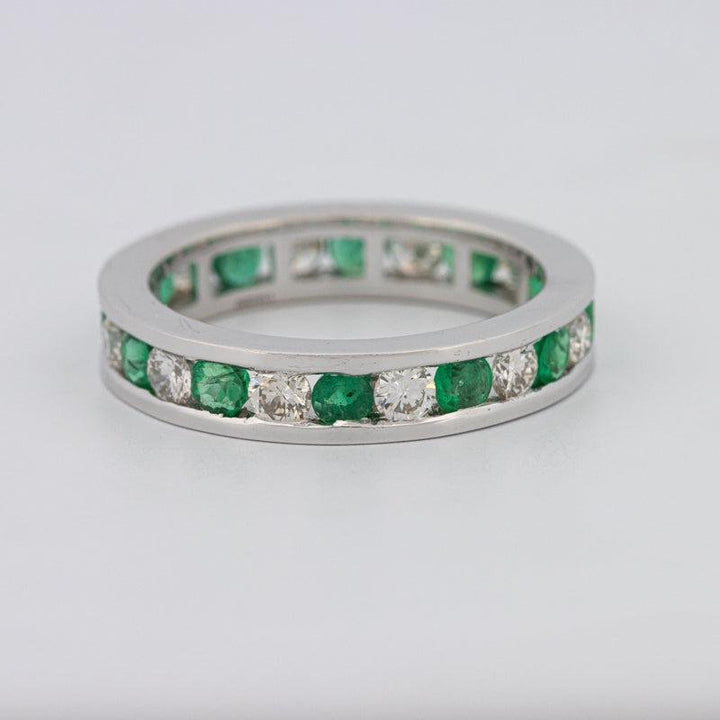 Green Emerald/Diamond Eternity Band - ZIZOV DIAMONDS