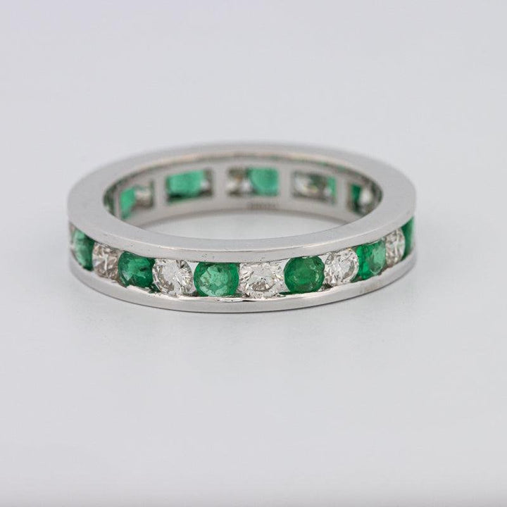 Green Emerald/Diamond Eternity Band - ZIZOV DIAMONDS