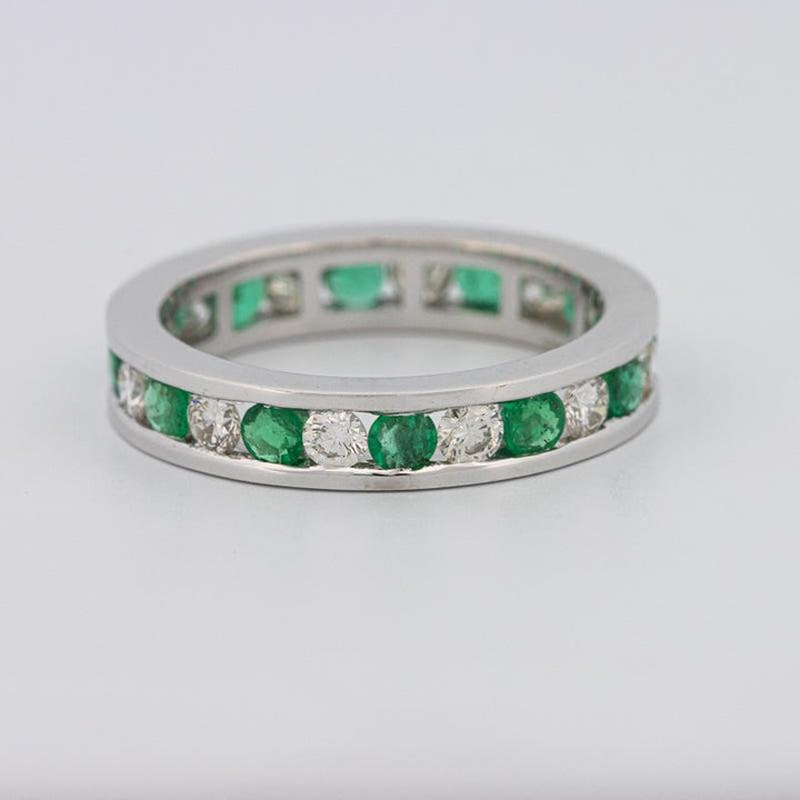 Green Emerald/Diamond Eternity Band - ZIZOV DIAMONDS