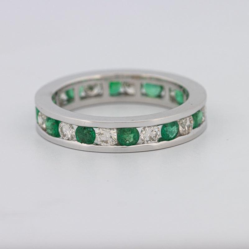 Green Emerald/Diamond Eternity Band - ZIZOV DIAMONDS
