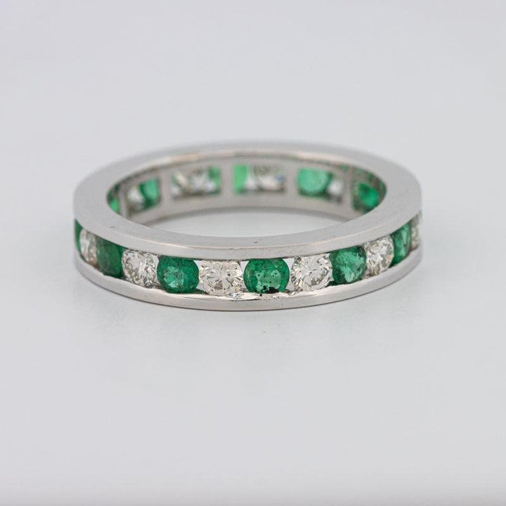 Green Emerald/Diamond Eternity Band - ZIZOV DIAMONDS
