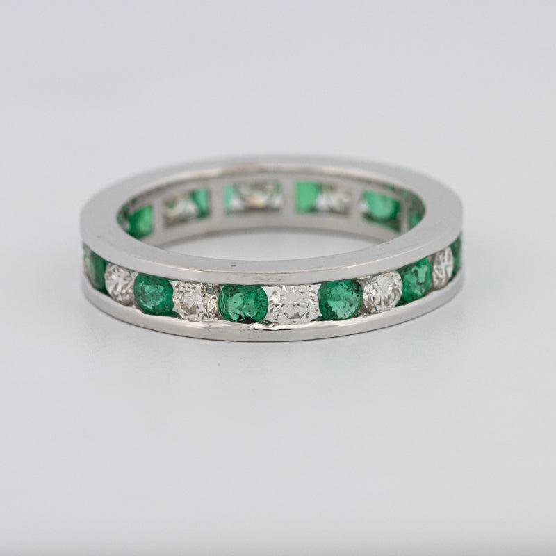 Green Emerald/Diamond Eternity Band - ZIZOV DIAMONDS