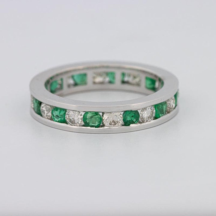 Green Emerald/Diamond Eternity Band - ZIZOV DIAMONDS