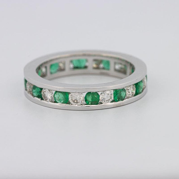 Green Emerald/Diamond Eternity Band - ZIZOV DIAMONDS