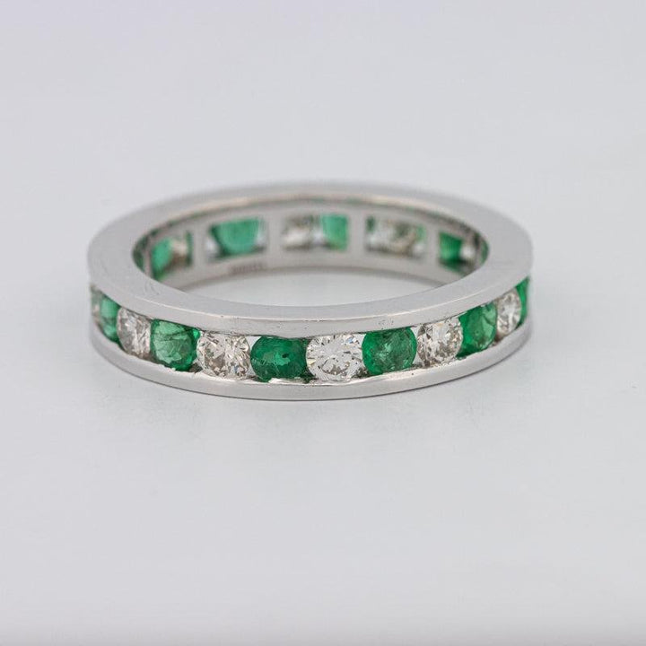 Green Emerald/Diamond Eternity Band - ZIZOV DIAMONDS