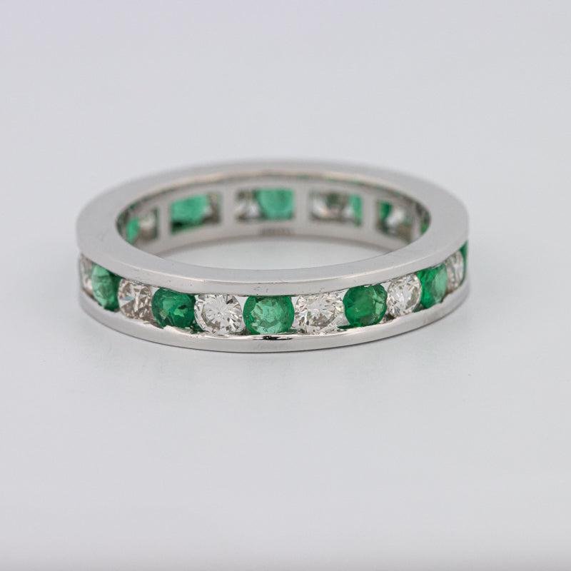 Green Emerald/Diamond Eternity Band - ZIZOV DIAMONDS